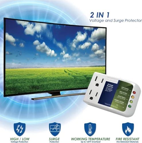 Vista 4 de Protector electrónico de voltaje y sobretensiones para Smart TV, consolas de juegos y centro de entretenimiento, protege contra alto y bajo voltaje