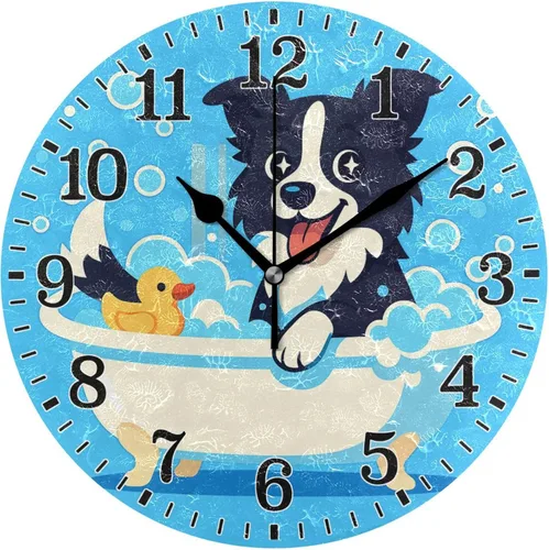 Vista 31 de JUNZAN Reloj de bañera con vino romántico espumoso y velas, reloj de pared silencioso de 10 pulgadas, pequeño reloj redondo, decoración de cocina