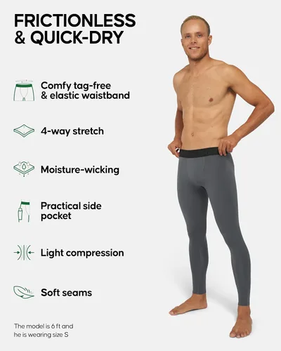 Vista 2 de DANISH ENDURANCE Pantalones de compresión para hombre, mallas atléticas con bolsillos, paquete de 2