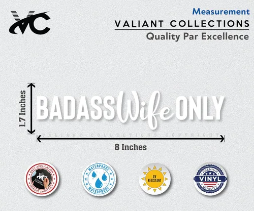 Vista 5 de Pegatina Badass Wife Only – Pegatina de vinilo para coche, camión y furgoneta – Uso en interiores y exteriores para portátil – Pegatina