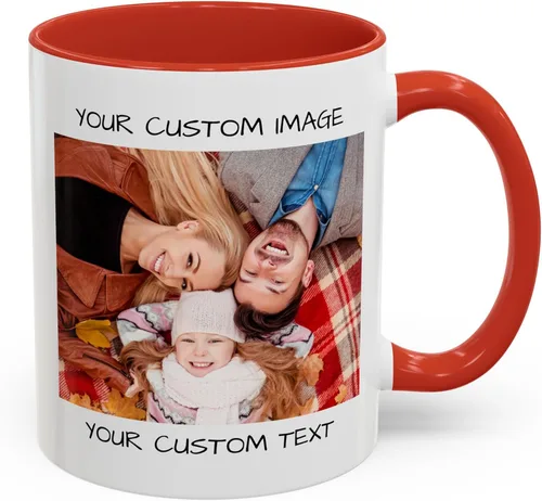 Vista 25 de Taza de café personalizada, regalo personalizado, taza de cerámica con foto, imágenes o texto, novedad de tazas personalizadas, perfecta para rojo