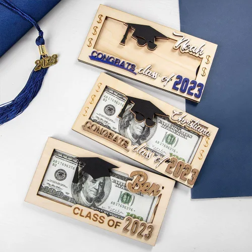 Vista 3 de Titular de regalo de dinero de graduación con nombre personalizado, caja de tarjetas de graduación, soporte para dinero de la clase de 2024, regalo