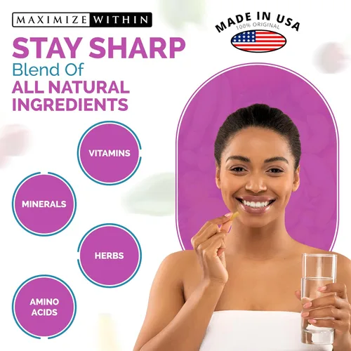 Vista 5 de Suplemento de apoyo para la tiroides para mujeres y hombres, enfoque, claridad mental y energía con yodo de ashwagandha, zinc, algas, vitamina B12
