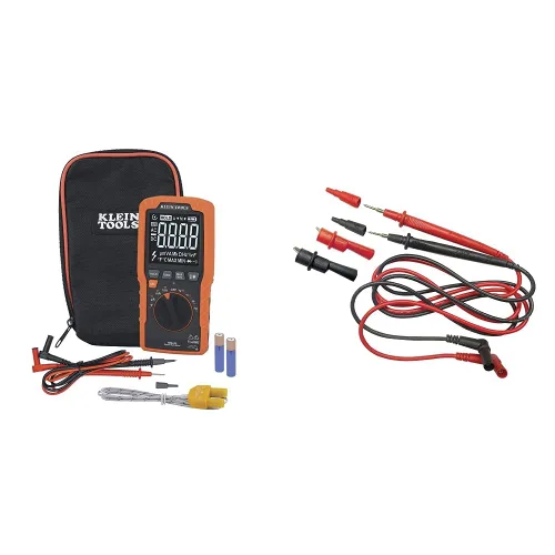 Vista 9 de Klein Tools Multímetro MM450, medidor digital delgado, TRMS de rango automático, voltaje AC/CC de 600V, corriente, resistencia, temperatura