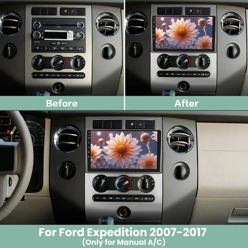 Vista 2 de [2G+64G] Radio de coche Android para Ford Expedition 2007-2017 (solo para A/C manual), estéreo de pantalla táctil de 9 pulgadas, Carplay/Android