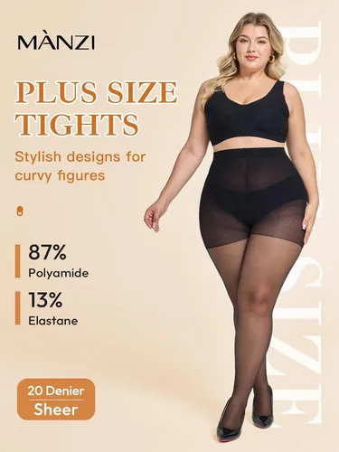 Vista 2 de Manzi - 2 pares de medias de control de talla grande para mujer ultrasuaves