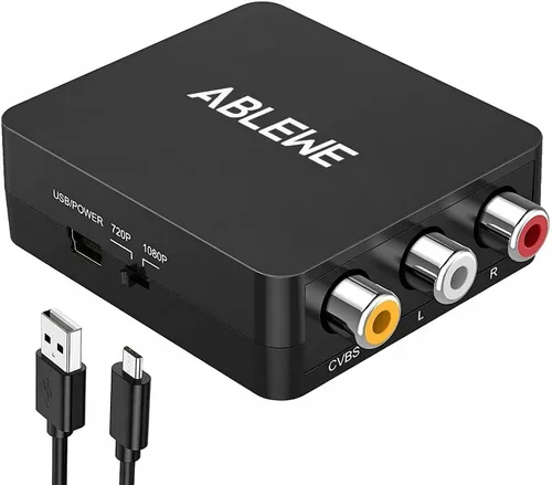 Vista 10 de ABLEWE RCA a HDMI, Convertidor de AV a HDMI, Adaptador convertidor de audio y video de 1080P Mini RCA Compuesto CVBS Compatible con PAL/NTSC