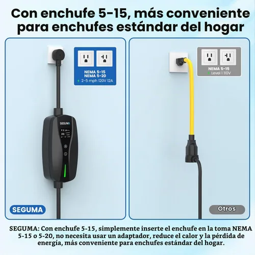 Vista 5 de SEGUMA 16A nivel 1/2 cargador EV Wi-Fi/App ETL certificado para J1772 BEV