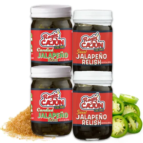 Vista 9 de Rebanadas de jalapeño confitadas de 12 onzas líquidas Ragin' Cajun Foods (paquete de 1) Sweet-and-spicy candied jalapeno slices for burgers