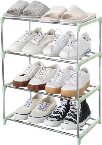 Vista 19 de Jucaifu - Estante pequeño apilable para zapatos, ahorro de espacio para entrada, pasillo y armario, organizador y almacenamiento (3 niveles, negro)