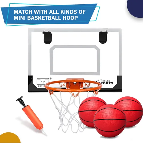 Vista 4 de Umnodobn Mini baloncesto para interior, mini aro de baloncesto de 7 pulgadas, de goma suave, juguete de repuesto para niños y adultos, pelota