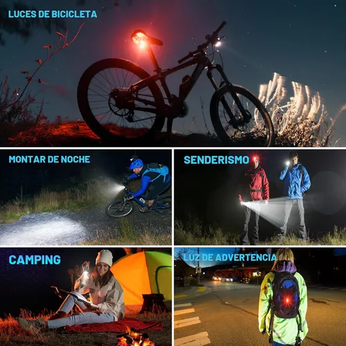 Vista 7 de APECYC Bike Lights USB-C Rechargeable Bicycle Front Headlight and Rear Taillight with 4+5 Light Modes, Waterproof Bike Light Set for Night Riding