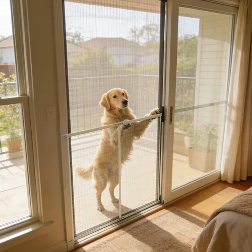 Vista 3 de Protector de puerta de pantalla de rejilla de acero Guardian para perros, mascotas y gatos, protector contra arañazos, reemplazo