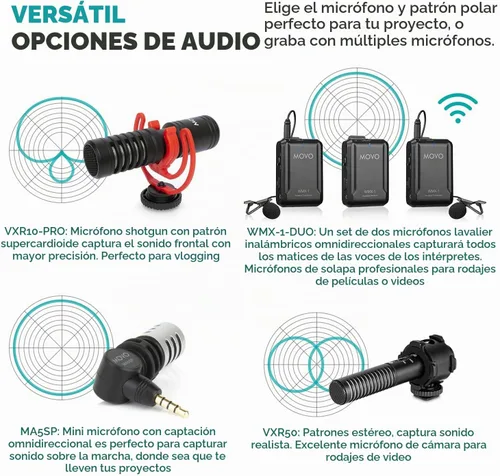 Vista 4 de Movo iVlog5 - Kit de vlogging de director para iPhone - Kit de inicio compatible con Lightning YouTube - Accesorios: trípode, soporte para teléfono