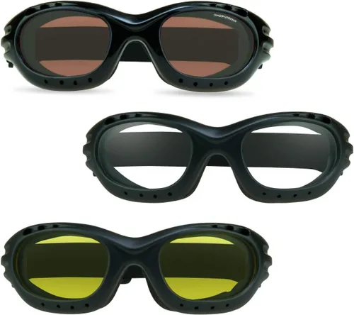 Vista 14 de Bikershades Gafas de Seguridad para Motocicleta para Hombre y Mujer. Lentes Polarizadas, Humo, Azul Espejado u Naranja, Lentes Amarillos