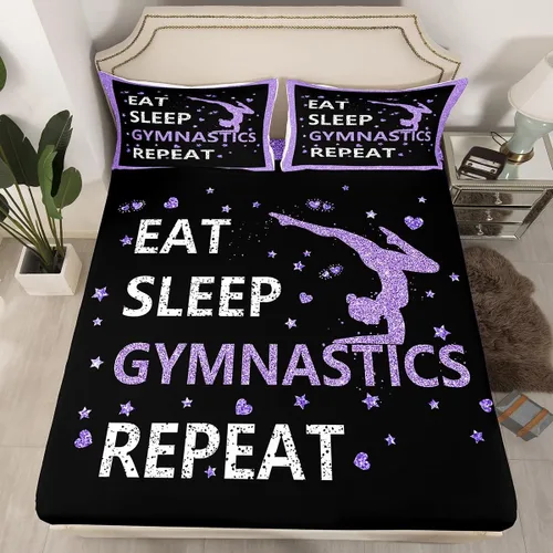 Vista 36 de Erosebridal Sábana bajera ajustable de gimnasia con bolsillo profundo para niñas y niños, tamaño individual, juego de ropa de cama deportiva