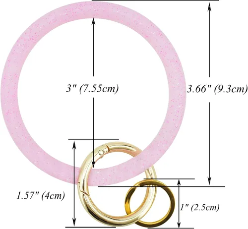 Vista 2 de ETHOON Llavero de silicona circular, pulsera de gran tamaño, soporte para llavero para mujeres y niñas