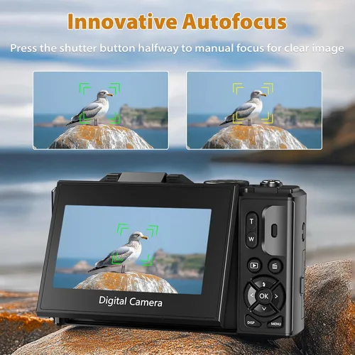 Vista 3 de Cámaras 4K para fotografía, cámara de vlogging digital de 64MP para YouTube Negro-W08