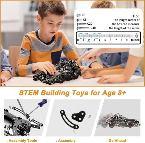 Vista 3 de Juegos de erectores para niños de 8, 9, 10, 11, 12 a 16 años y mayores, 332 piezas de Batman modelo de coche para niños de 8 a 12 años en adelante