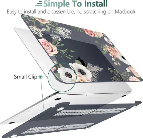 Vista 55 de TWOLSKOO Funda para MacBook Air de 13,3 pulgadas (versión antigua 2018-2021, modelos: M1 A2337, A2179, A1932) - Carcasa rígida con protector de Flor
