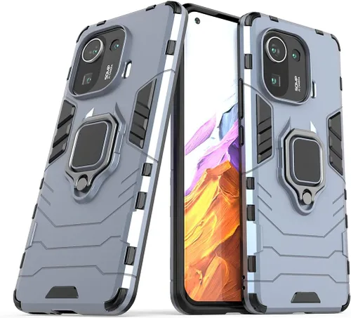 Vista 8 de Compatible con funda Xiaomi Mi 11 Pro, soporte de agarre de anillo de metal, a prueba de golpes (funciona con soporte magnético para automóvil)