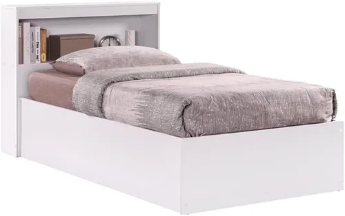 Vista 6 de Pemberly Row Cama de almacenamiento tamaño individual con cabecera de estantería, madera duradera, acabado blanco, 3 cajones, deslizadores