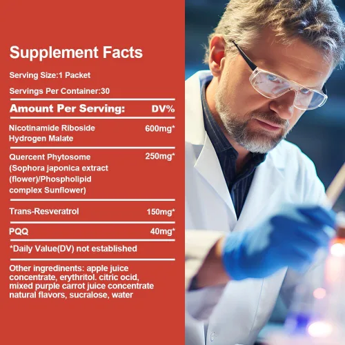 Vista 5 de Suplemento NAD de 1200 mg mezcla sinérgica con ribósido de nicotinamida, PQQ y resveratrol - Suplemento antienvejecimiento premium para energía