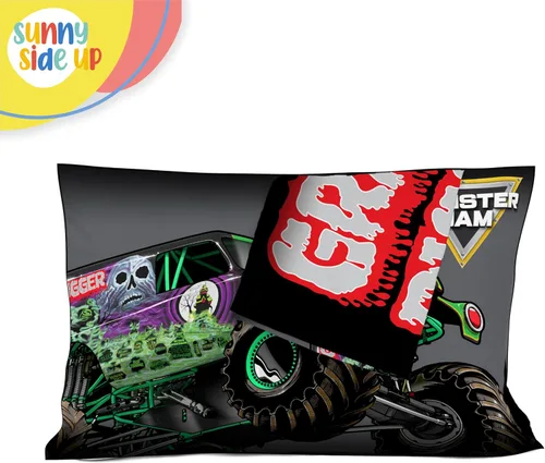 Vista 5 de Sunny Side Up Monster Jam Grave Digger - Juego de 2 fundas de almohada reversibles, fundas de almohada de doble cara, ropa de cama para niños súper