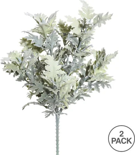 Vista 3 de Vickerman Everyday - Arbusto artificial verde flocado de 16 pulgadas, 2 unidades, arbusto sintético para plantas de interior, vegetación