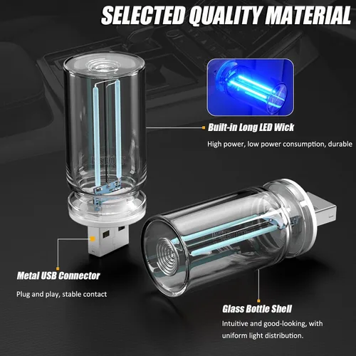 Vista 6 de PSEQT Luces Interiores Retro para Coche USB, Luces de Ambiente Mini Neón con Atenuación Táctil, Lámparas Decorativas para Coche con Enchufe