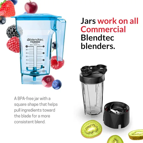 Vista 3 de Blendtec Tarro comercial FourSide de 75 onzas, tarro de repuesto de cuatro lados, compatible con la mayoría de las licuadoras Blendtec - Capacidad