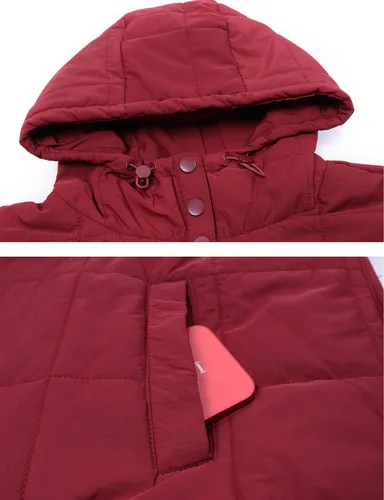 Vista 20 de QIBABU Chaqueta acolchada con capucha de gran tamaño para mujer, ligera, acolchada, manga larga, abrigo de invierno cálido