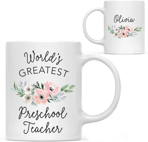 Vista 15 de Andaz Press Taza de café personalizada de 11 onzas, taza ejecutiva de relaciones públicas más grande del mundo, flor de anémona rosa, 1 paquete