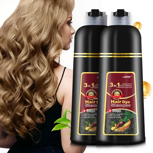 Vista 13 de leorx - Paquete de 2 champús de tinte para el cabello negro, 3 en 1, tinte de champú para cobertura de canas, coloración herbaria instantánea