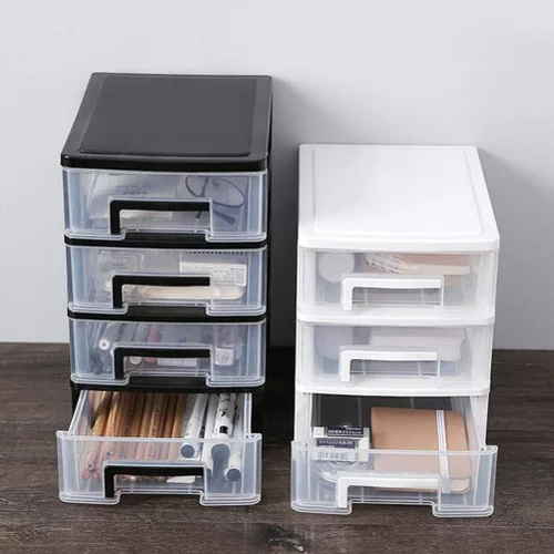 Vista 6 de Gatuida Organizador de cajones transparentes para maquillaje y cosméticos, mini caja de almacenamiento de plástico para escritorio, color negro