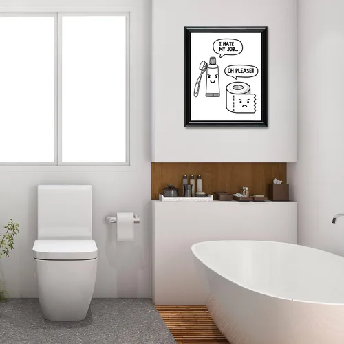 Vista 5 de Divertidas decoraciones e impresiones de baño, arte de pared, marco de 8 x 10 pulgadas