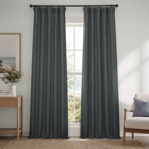 Vista 34 de HPD Half Price Drapes - Cortinas de lino sintético para sala de estar (2 paneles) - 100 pulgadas de ancho x 84 pulgadas de largo - Cortinas