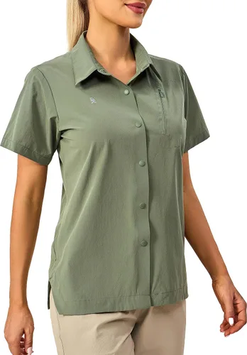 Vista 3 de Little Donkey Andy Camisa de viaje de manga larga para mujer, camisa Safari UPF 50+, camisas de senderismo frescas para exteriores de secado rápido