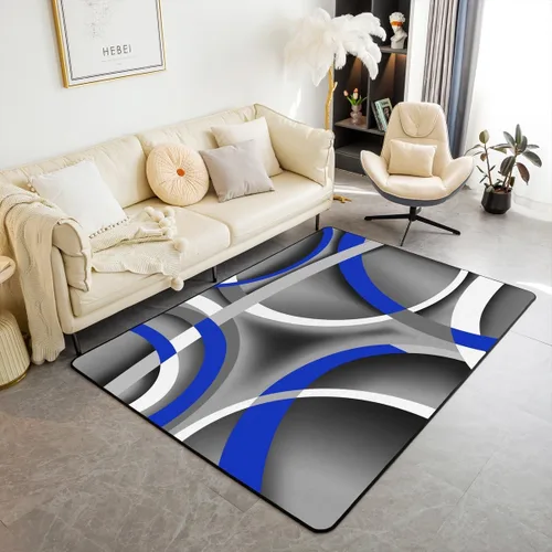 Vista 9 de Alfombra de área en espiral colorida de 3 x 5 pies, abstracta y moderna geométrica, decoración de remolinos, antideslizante, para hombres, mujeres