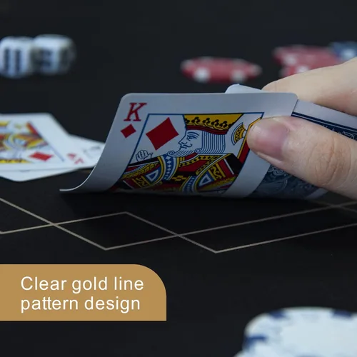 Vista 4 de CONTINUE Tapete de póquer portátil para 8 a 10 jugadores, cubierta de mesa de póquer de Texas Hold'em, tapete de póquer de goma con bolsa