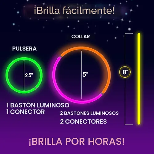 Vista 4 de JICUICUI Paquete a Granel de Barras Luminosas para Fiestas - Ultra Brillantes 50 unidades que Brillan en la Oscuridad Artículos para Fiestas