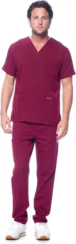 Vista 7 de Conjunto de uniforme sanitario Dagacci unisex, con cuello en V, súper elástico, conjunto de uniforme Negro