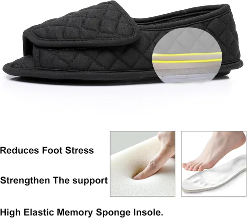 Vista 57 de Git-up -Pantuflas para mujer con diabetes/artritis/edema, cierre ajustable, espuma viscoelástica, punta abierta, extra ancha