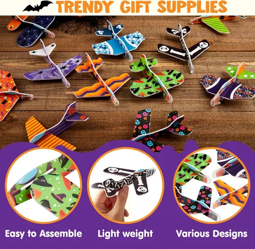 Vista 3 de JOYIN 48 aviones planeadores de espuma de Halloween para niños, planeadores de aviones de papel volador, juguetes a granel para regalos de fiesta