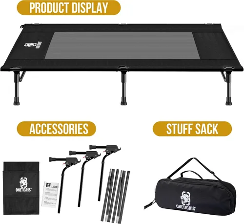 Vista 6 de ONETIGRIS Cama elevada para perros, cama elevada para perros con malla a prueba de mordidas, portátil antideslizante para interiores y exteriores