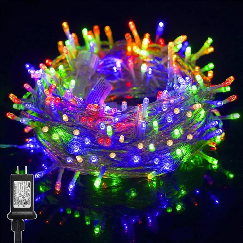 Vista 12 de LJLNION Guirnalda de 300 luces LED para exteriores e interiores, luces de Navidad súper brillantes extra largas de 98.5 pies, 8 modos