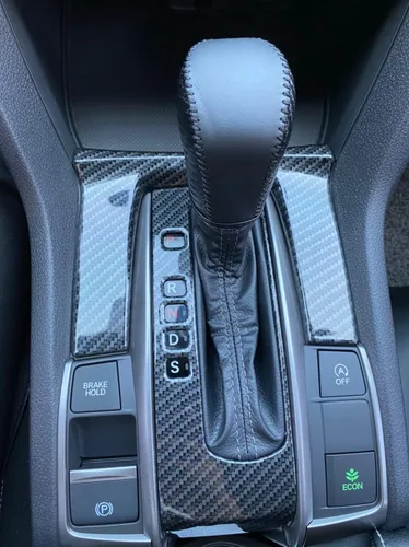 Vista 8 de Kadore Cubierta del marco del panel de cambios de la consola central de fibra de carbono para Honda Civic 10ª generación 2016-2021 transmisión