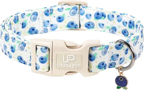 Vista 50 de Collar de perro floral azul, collar floral de algodón ajustable para primavera y verano con colgante de margarita, hebilla de liberación rápida