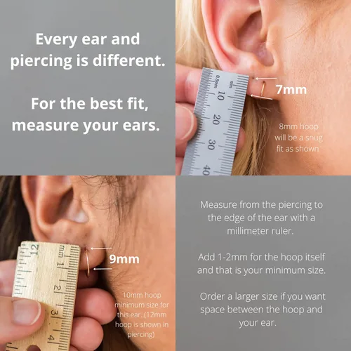 Vista 8 de Aretes de aro pequeños de plata de ley. Aretes de aro pequeños de plata de ley 925 maciza de calibre 24 de 0.472 in y media pulgada