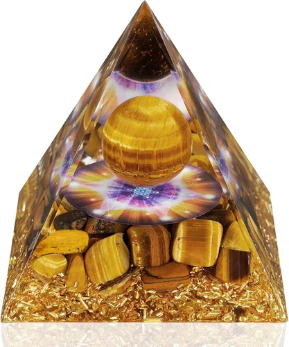 Vista 9 de Hopeseed Pirámide de orgón para energía positiva, amatista de orgonita y obsidiana pirámides de cristal curativo para reducir el estrés